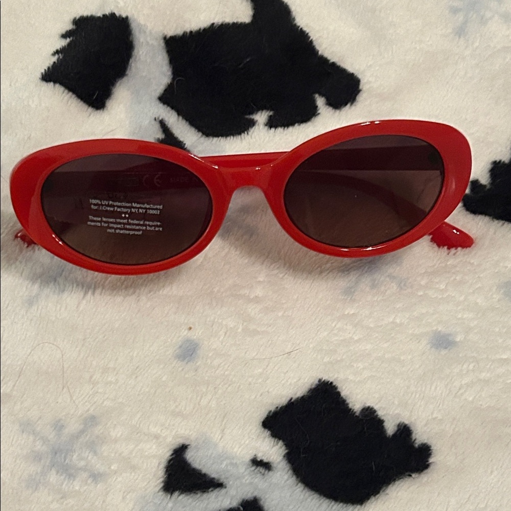 J. Crew Bold Red Oval Sunglasses - Picture 2 of 4